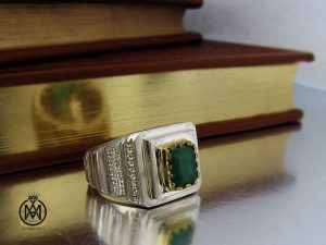 انگشتر زمرد زامبیا مرغوب مردانه هنر دست استاد باقرزاده - کد 8735 - تصویر 6