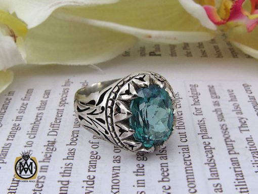 انگشتر توپاز سبز مردانه دست ساز - کد 8739 - تصویر 6