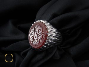 00 انگشتر عقیق یمن مردانه با حکاکی ان الحسین مصباح الهدی استاد حیدر - کد 8604 - تصویر 7