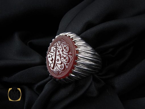 انگشتر عقیق یمن مردانه با حکاکی ان الحسین مصباح الهدی استاد حیدر - کد 8604 - تصویر 7