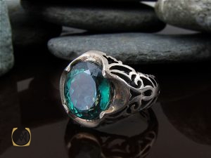 انگشتر توپاز سبز مردانه خوش رنگ و طبیعی - کد 8741 - تصویر 6