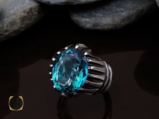 00 انگشتر توپاز سبز مردانه خوش رنگ - کد 8742 - تصویر 6