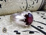 انگشتر یاقوت سرخ خوش رنگ مردانه دست ساز - کد 8744 - تصویر 6