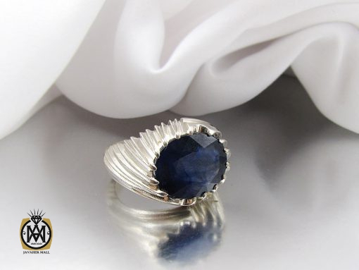 انگشتر یاقوت کبود آفریقایی مردانه طرح صفوی دست ساز - کد 8748 - تصویر 6