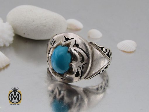 انگشتر فیروزه نیشابوری مردانه خوش طبع مردانه هنر دست استاد احمدی - کد 8765 - تصویر 6