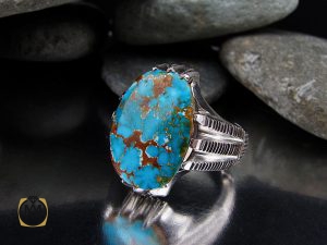 انگشتر فیروزه نیشابوری درشت مردانه هنر دست استاد شرفیان - کد 8768 - تصویر 2