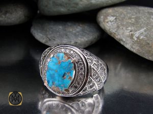 انگشتر فیروزه نیشابوری مردانه خوش رنگ و ارزشمند - کد 8769 - تصویر 6