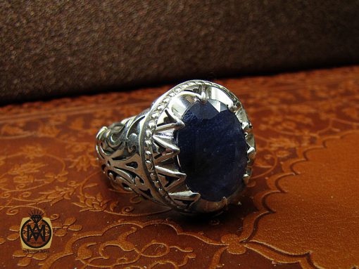 00 انگشتر یاقوت کبود مردانه دست ساز – کد 8777 - تصویر 6