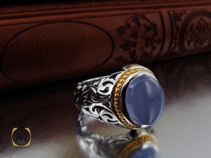 00 انگشتر عقیق یمن کبود مردانه دست ساز – کد 8779 - تصویر 6