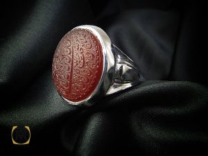 00 انگشتر عقیق یمن مردانه با حکاکی ومن یتق الله استاد رائف – کد 8782 - تصویر 6