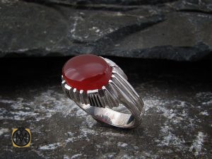 00 انگشتر عقیق یمن مردانه خوش رنگ طرح صفوی - کد 8514 - تصویر 6