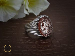 00 انگشتر عقیق یمن مردانه با حکاکی افوض امری الی الله استاد عبد - کد 8588 - تصویر 7
