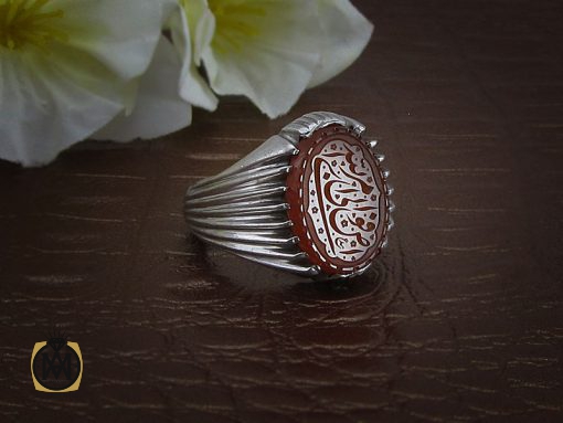 00 انگشتر عقیق یمن مردانه با حکاکی افوض امری الی الله استاد عبد - کد 8588 - تصویر 7
