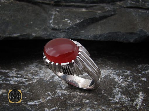 00 انگشتر عقیق یمن مردانه خوش رنگ طرح صفوی - کد 8514 - تصویر 6