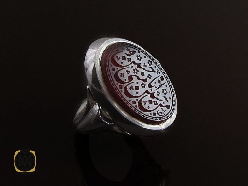 انگشتر عقیق یمن مردانه با حکاکی حسین منی وانا من حسین استاد احمد - کد 8589 - تصویر 7