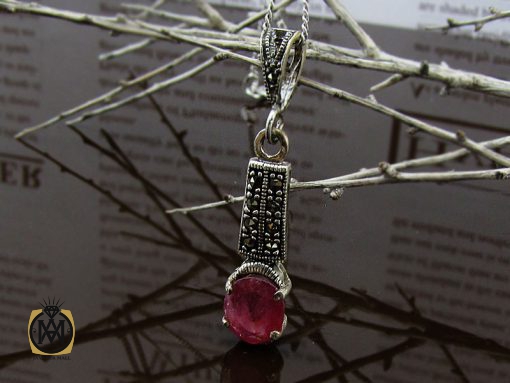 مدال یاقوت سرخ و مارکازیت زنانه طرح تبسم - کد 3137 - تصویر 5