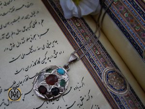 00 مدال هفت نگین معدنی دست ساز - کد 3135 - تصویر 5