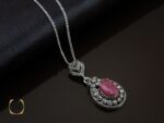 مدال یاقوت سرخ و مارکازیت زنانه طرح دایانا - کد 3138 - تصویر 5