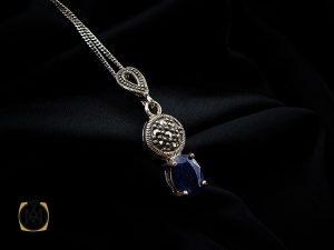 مدال یاقوت کبود و مارکازیت زنانه طرح دریا - کد 3139 - تصویر 5