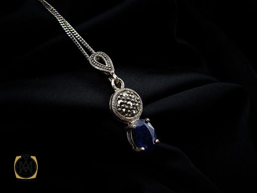 مدال یاقوت کبود و مارکازیت زنانه طرح دریا - کد 3139 - تصویر 5