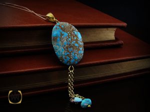 00 مدال فیروزه نیشابوری زنانه طرح چکامه - کد 3123 - تصویر 5