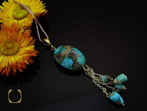 مدال فیروزه نیشابوری زنانه طرح انوشا - کد 3129 - تصویر 5