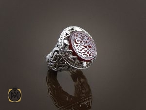 00 انگشتر عقیق یمن مردانه با حکاکی یا باقر علم النبی استاد حیدر - کد 8590 - تصویر 7