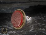 انگشتر عقیق قرمز مردانه با حکاکی وان یکاد - کد 8628 - تصویر 6