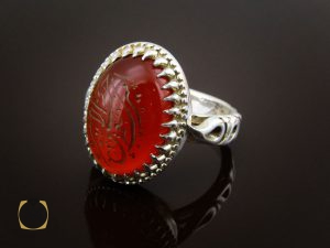 00 انگشتر عقیق قرمز مردانه با حکاکی امیری حسین و نعم الحسین - کد 8637 - تصویر 6