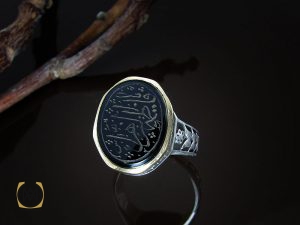 انگشتر عقیق سیاه مردانه با حکاکی یا فاطمه الزهرا - کد 8638 - تصویر 6