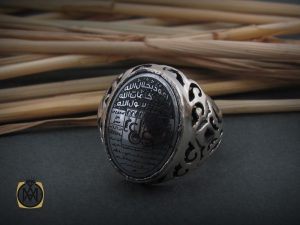 00 انگشتر حیدید سینی مردانه با عین علی و سه جلاله - کد 8644 - تصویر 6