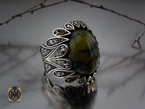 انگشتر عقیق دارگون زرد مردانه - کد 8647 - تصویر 6