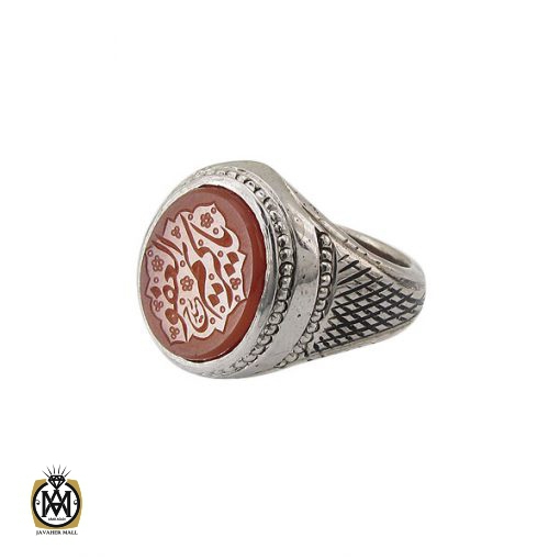 1 انگشتر عقیق یمن مردانه با حکاکی یا کریم العفو استاد حیدر - کد 8597 - تصویر 1