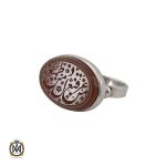 1 انگشتر عقیق یمن با حکاکی من قنع عز ومن طمع ذل - کد 8670