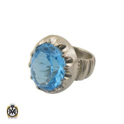 انگشتر توپاز آبی درشت و مرغوب مردانه - کد 8738 انگشتر توپاز آبی درشت و مرغوب مردانه - کد 8738