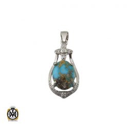 مدال فیروزه نیشابوری زنانه طرح بهارین - کد 3153 مدال فیروزه نیشابوری زنانه طرح بهارین - کد 3153