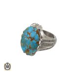 انگشتر فیروزه نیشابوری درشت مردانه هنر دست استاد شرفیان - کد 8768