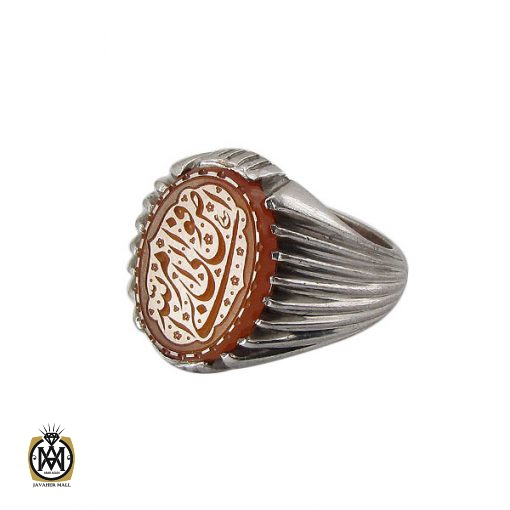 1 انگشتر عقیق یمن مردانه با حکاکی افوض امری الی الله استاد عبد - کد 8588 - تصویر 1
