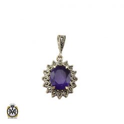 مدال آمتیست و مارکازیت زنانه طرح کیمیا - کد 3142 مدال آمتیست و مارکازیت زنانه طرح کیمیا - کد 3142