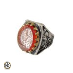انگشتر عقیق قرمز مردانه با وان یکاد - کد 8629