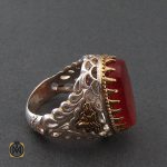 2 انگشتر عقیق قرمز مردانه با حکاکی امیری حسین و نعم الحسین - کد 8633 - تصویر 2
