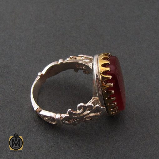 2 انگشتر عقیق قرمز مردانه با حکاکی وان یکاد - کد 8634 - تصویر 2