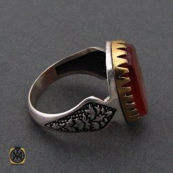 انگشتر عقیق قرمز مردانه با حکاکی ومن یتق الله - کد 8635 انگشتر عقیق قرمز مردانه با حکاکی ومن یتق الله - کد 8635