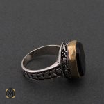 انگشتر عقیق سیاه مردانه با حکاکی یا فاطمه الزهرا - کد 8638 - تصویر 2