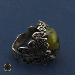 انگشتر عقیق دارگون زرد مردانه - کد 8647 انگشتر عقیق دارگون زرد مردانه - کد 8647