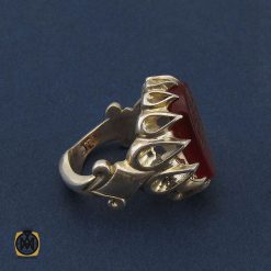 انگشتر عقیق قرمز مردانه با حکاکی ومن یتق الله - کد 8650 انگشتر عقیق قرمز مردانه با حکاکی ومن یتق الله - کد 8650