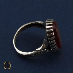 انگشتر عقیق قرمز مردانه با حکاکی ومن یتق الله - کد 8651 انگشتر عقیق قرمز مردانه با حکاکی ومن یتق الله - کد 8651