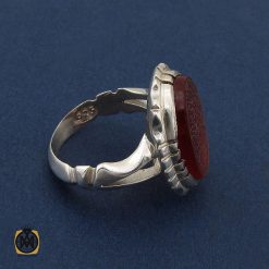 انگشتر عقیق قرمز مردانه با حکاکی ومن یتق الله - کد 8652 انگشتر عقیق قرمز مردانه با حکاکی ومن یتق الله - کد 8652