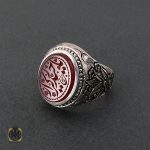 2 انگشتر عقیق یمن مردانه با حکاکی یا حیدر کرار استاد حیدر - کد 8595 - تصویر 2