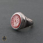 2 انگشتر عقیق یمن مردانه با حکاکی یا کریم العفو استاد حیدر - کد 8597 - تصویر 2